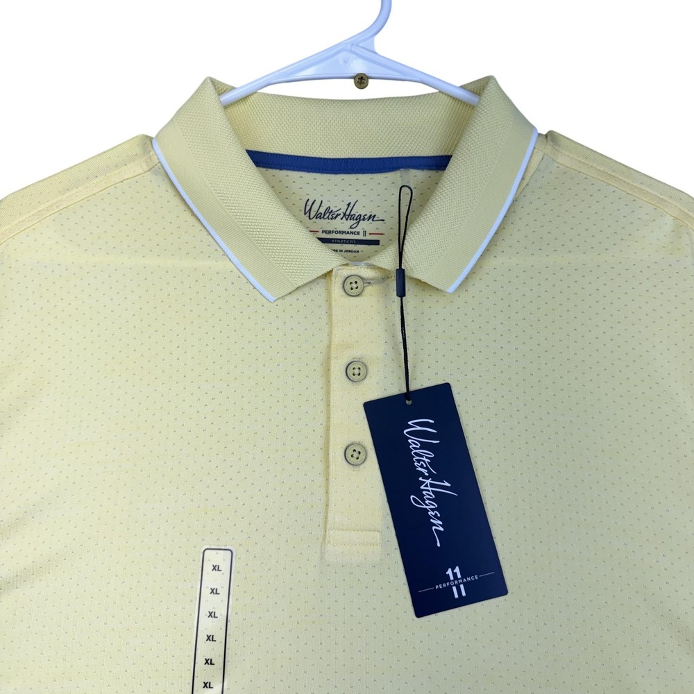 Walter Hagen Polo Shirt Mens XL‎ Yellow P11 Final Round Golf Performance Stretch